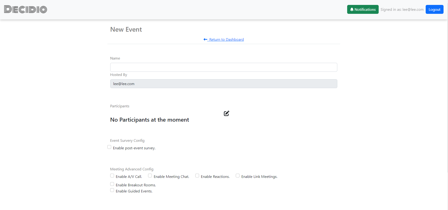 event maker page